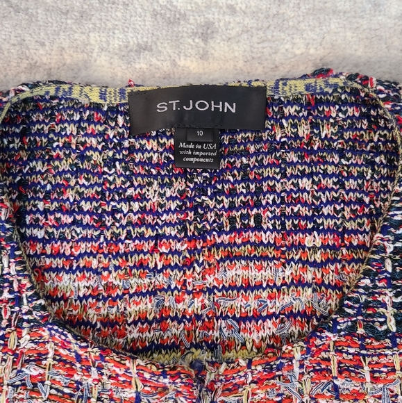 St. John Ellah Tweed Knit Short Jacket Size 10 - Picture 4 of 9